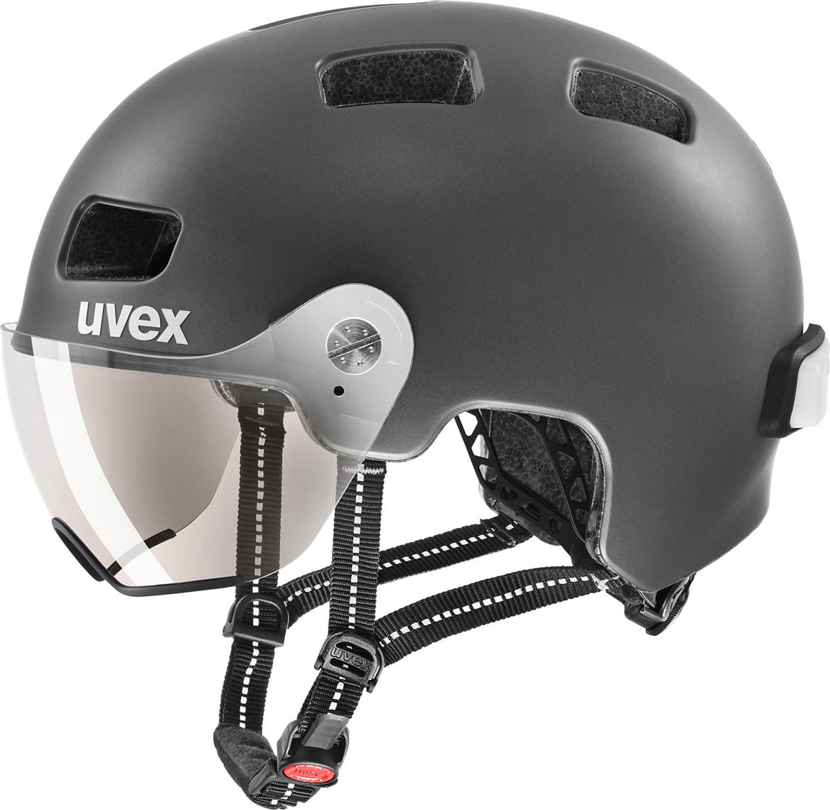 Cyklistická helma UVEX Rush Visor šedá Velikost: 55-58