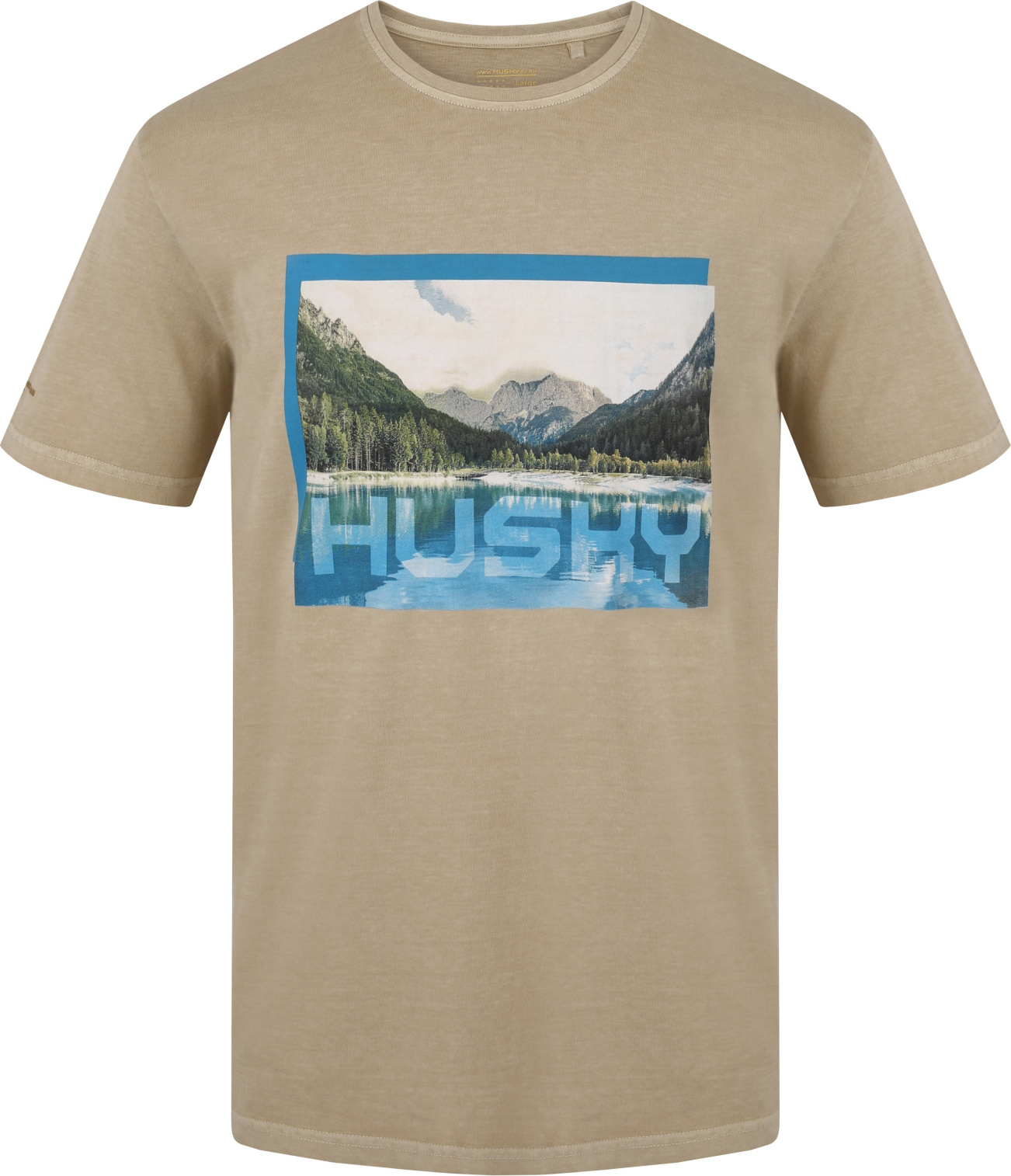 Pánské bavlněné triko HUSKY Tee Lake béžové Velikost: XL