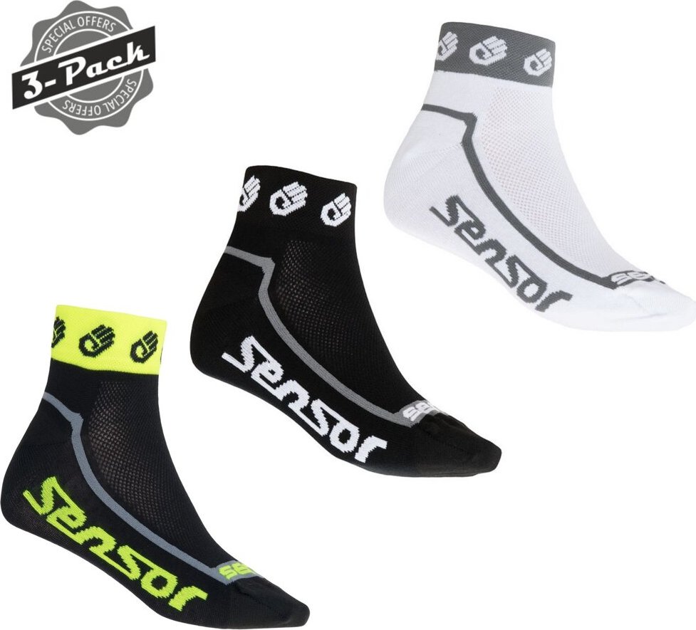 Unisex nízké ponožky 3pack SENSOR Race Lite Small Hands Barva: černá, Velikost: 6/8