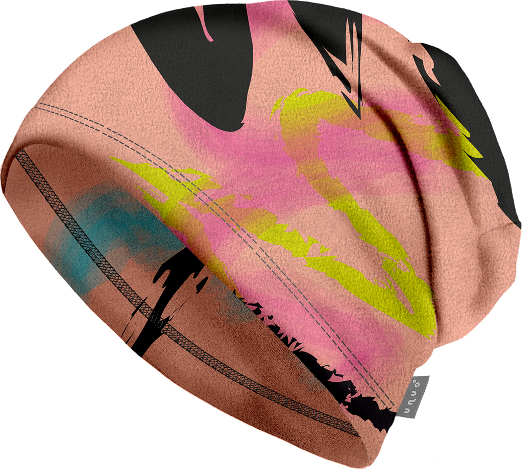 Dětská čepice UNUO fleecová Homeless, Meruňková, Fantazie Velikost: M (49 - 52 cm)