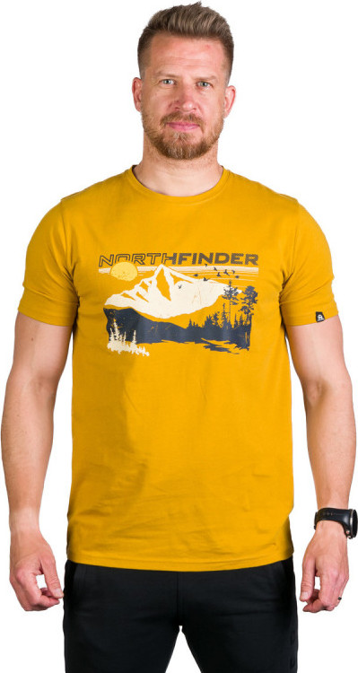 Pánské bavlněné triko NORTHFINDER Jedediah žluté Velikost: 2XL
