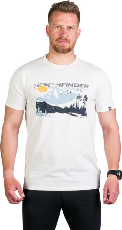 Pánské bavlněné triko NORTHFINDER Jedediah bílé Velikost: XL