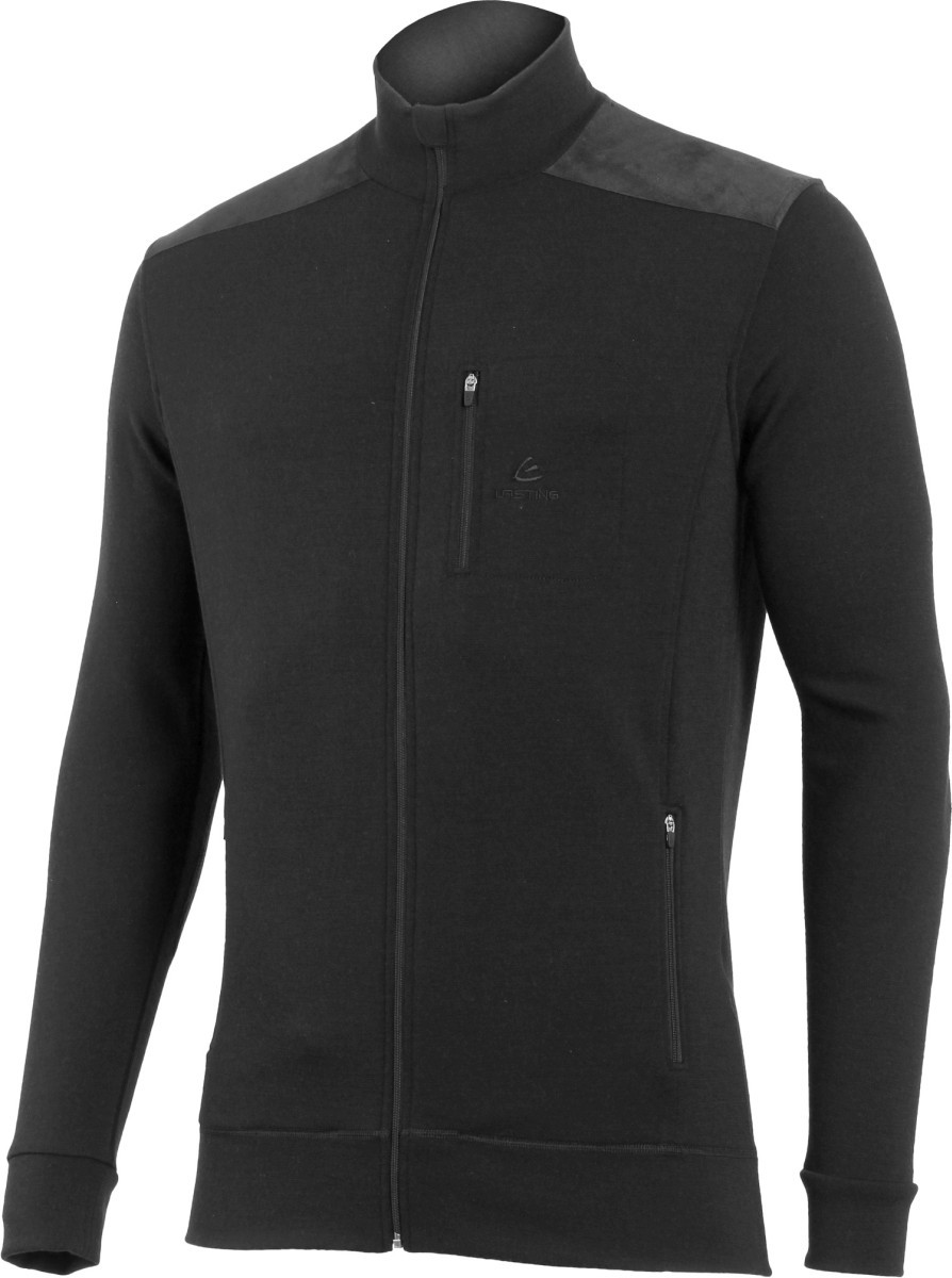Pánská merino mikina LASTING Hubert černá Velikost: 3XL