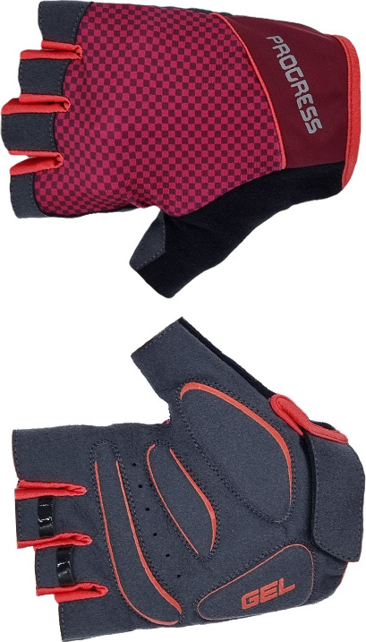 Unisex cyklistické rukavice PROGRESS Solaria Mitts vínová/růžová Velikost: S