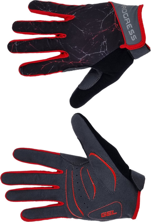Unisex cyklistické rukavice PROGRESS Armagedon Gloves černá/červená Velikost: M