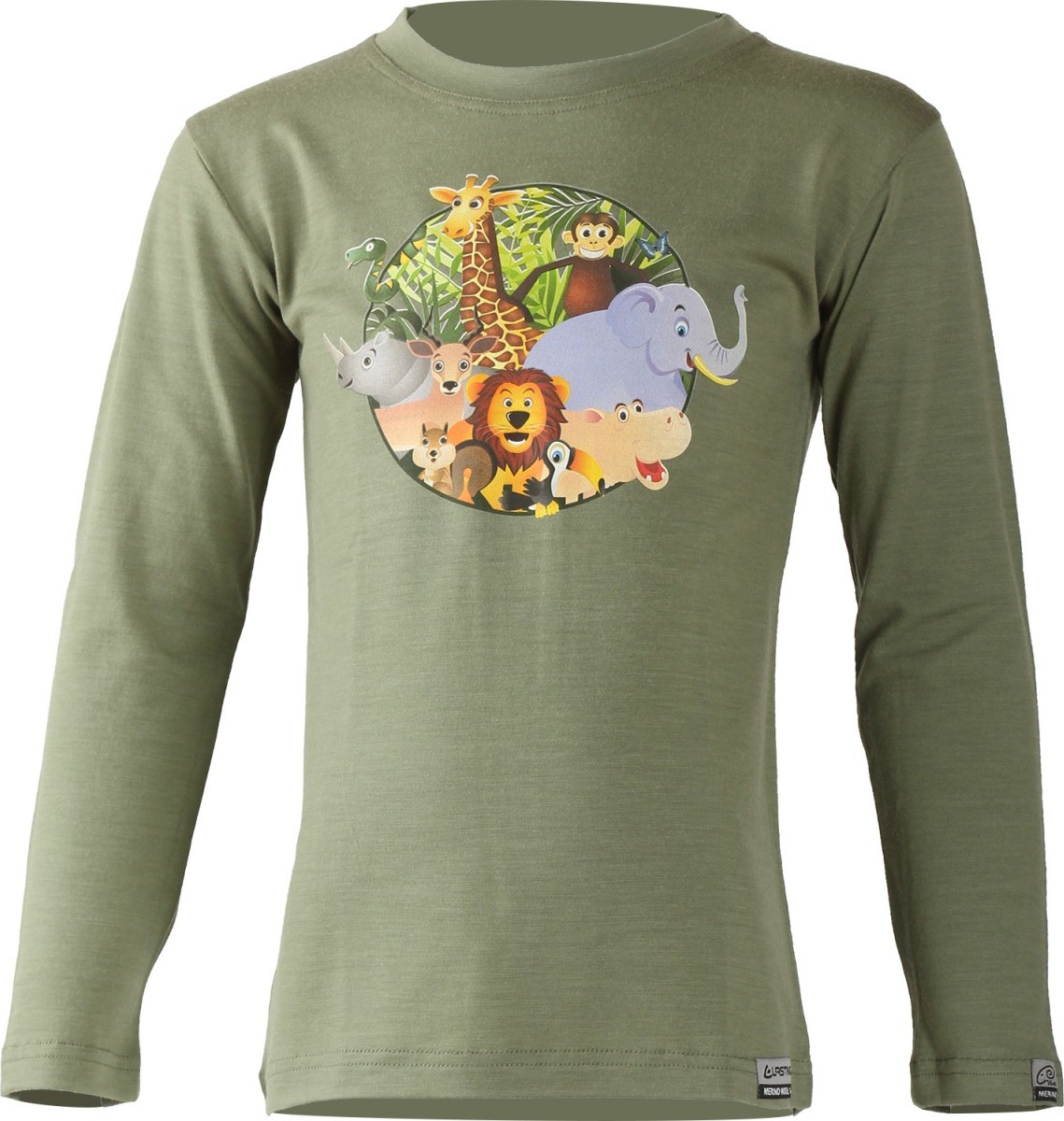 Dětské merino triko LASTING Ali khaki Velikost: 140