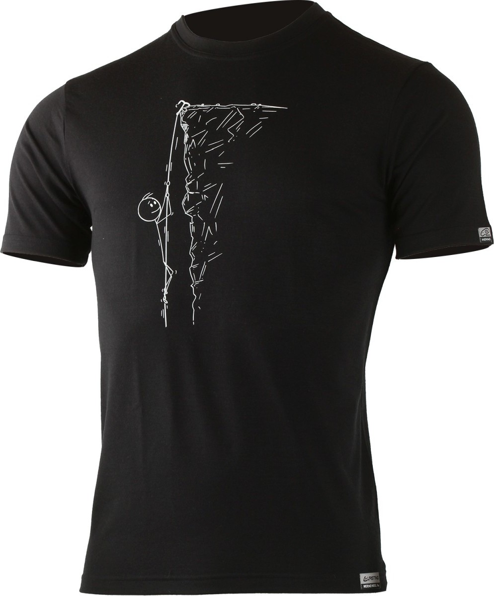 Pánské merino triko LASTING Horal černé Velikost: L