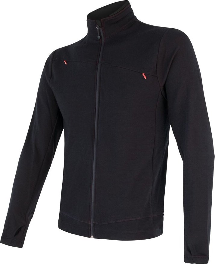 SENSOR MERINO UPPER pánská mikina celozip černá Velikost: 3XL
