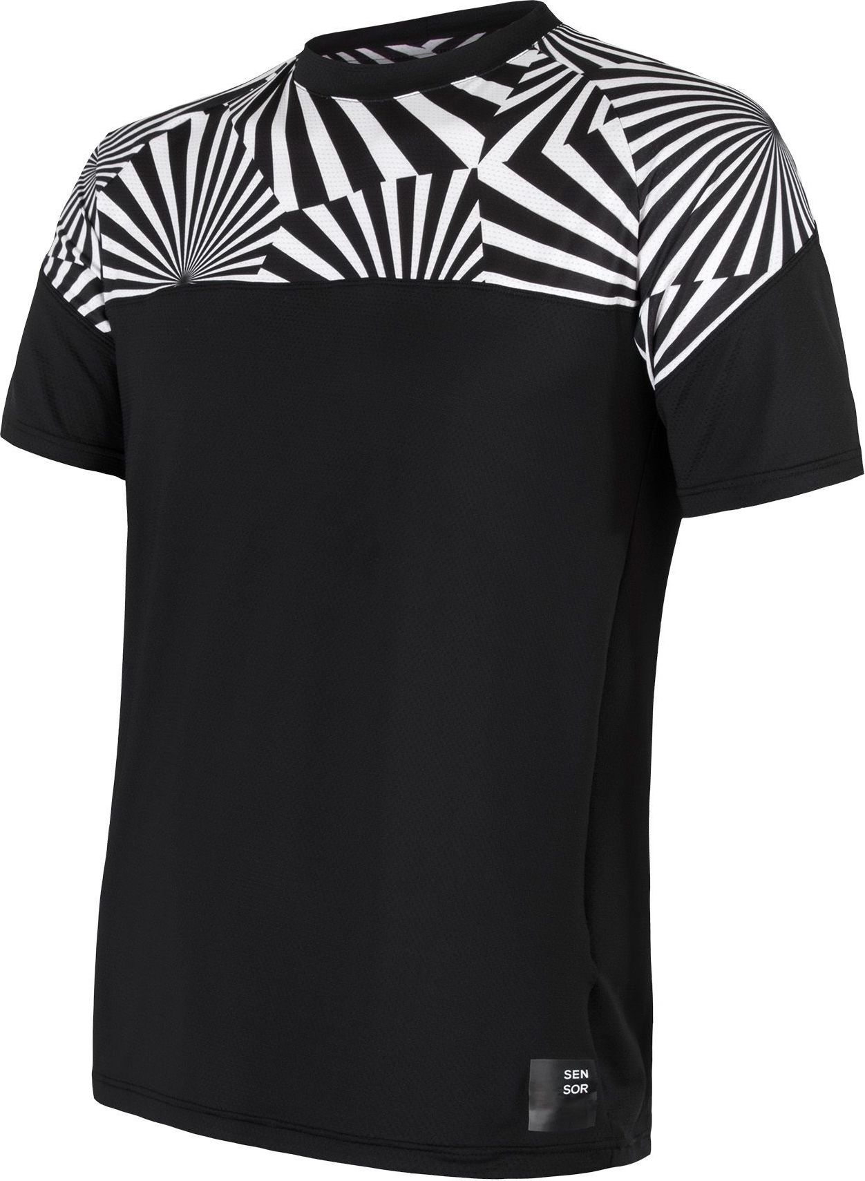 Pánské tričko SENSOR Coolmax impress černá/geometry Barva: černá, Velikost: M