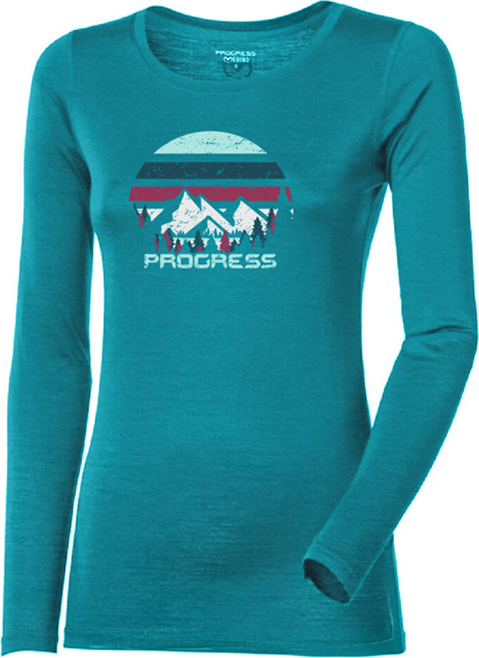 Dámské merino triko PROGRESS Hela zelený melír Velikost: XL