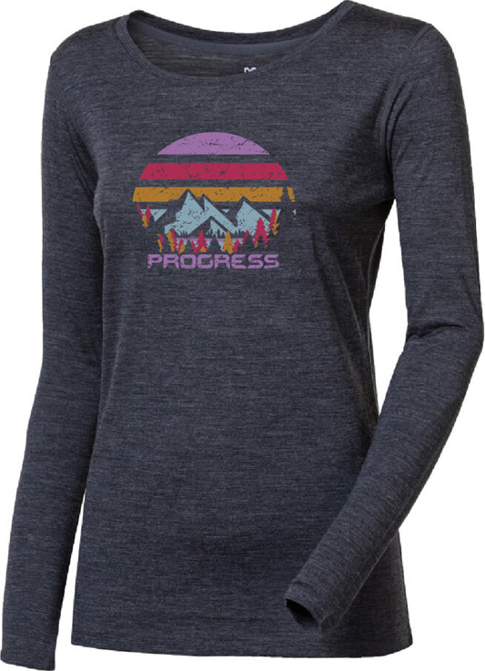 Dámské merino triko PROGRESS Hela šedý melír Velikost: S