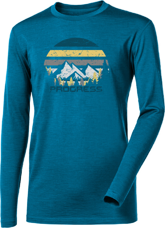 Pánské merino triko PROGRESS Loki petrol melír Velikost: M
