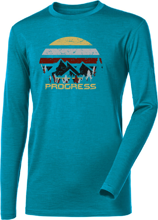 Pánské merino triko PROGRESS Loki zelený melír Velikost: XL