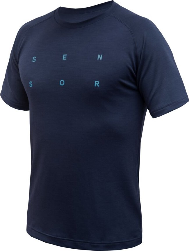 Pánské merino triko SENSOR Blend Typo modré Barva: Modrá, Velikost: L