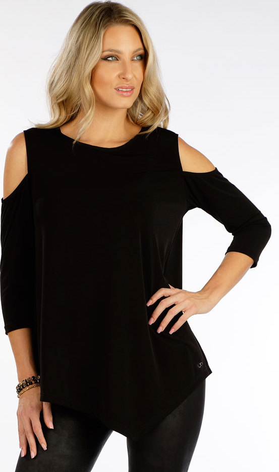 Dámské triko LITEX s 3/4 rukávem černé Barva: černá, Velikost: S