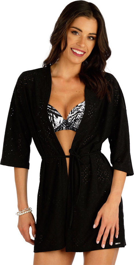 Cardigan plážový LITEX s 3/4 rukávem černý Barva: černá, Velikost: XL