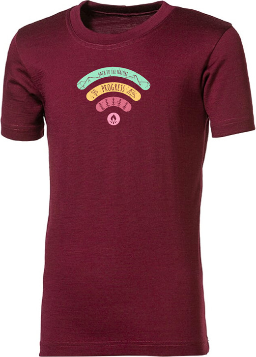 Dětské merino triko PROGRESS Bram Signal fialové Velikost: 140/1