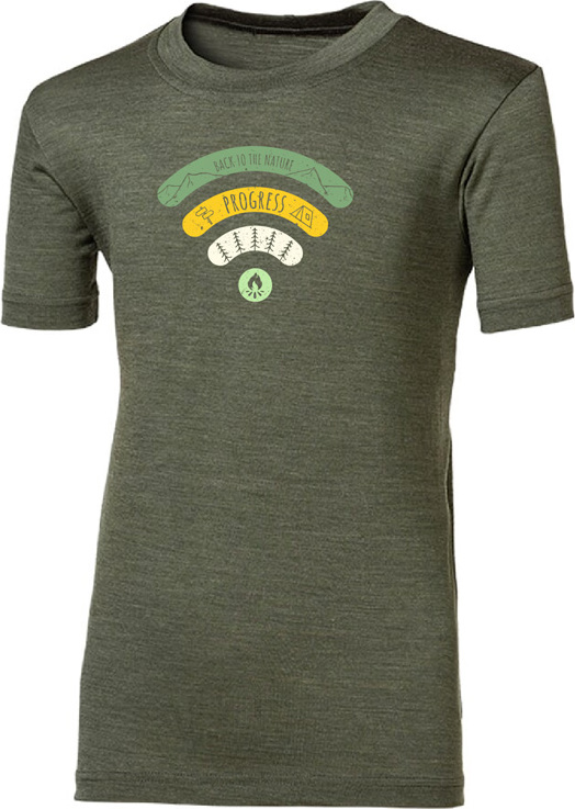 Dětské merino triko PROGRESS Bram Signal zelené Velikost: 128/1