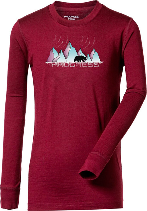 Dětské merino triko PROGRESS Stig Icelandd švestkový melír Velikost: 128/1