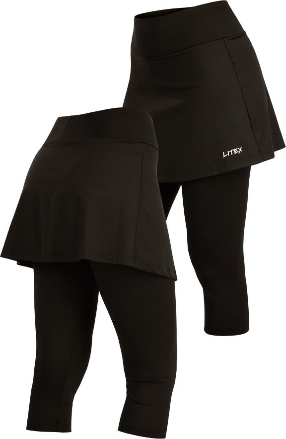 Dámské funkční legíny LITEX v 3/4 délce se sukní černé Barva: černá, Velikost: L