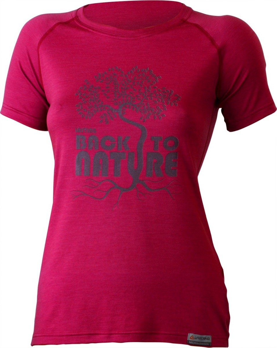 Dámské merino triko LASTING Back růžová Velikost: M