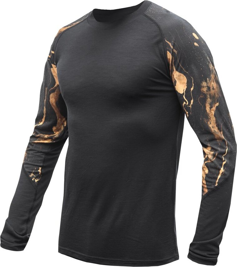 SENSOR MERINO IMPRESS pánské triko dl.rukáv černá/cosmos Velikost: XL