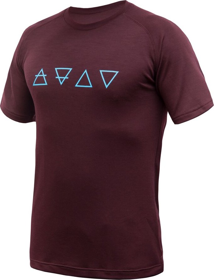 SENSOR MERINO BLEND ELEMENTS pánské triko kr.rukáv port red Velikost: XXL