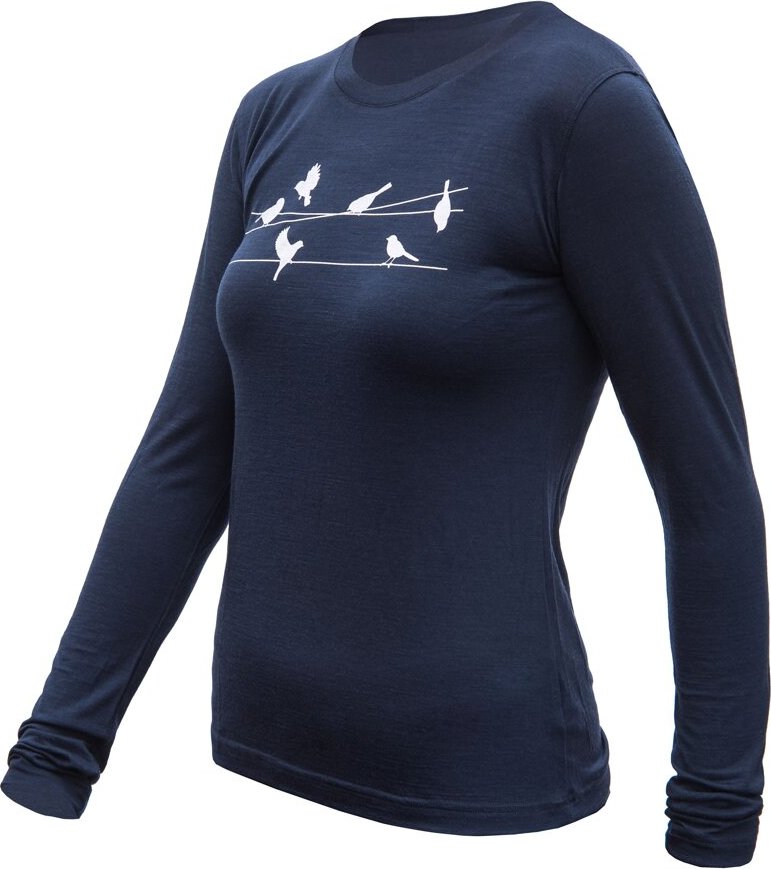 SENSOR MERINO ACTIVE SONGBIRDS dámské triko dl.rukáv deep blue Velikost: M
