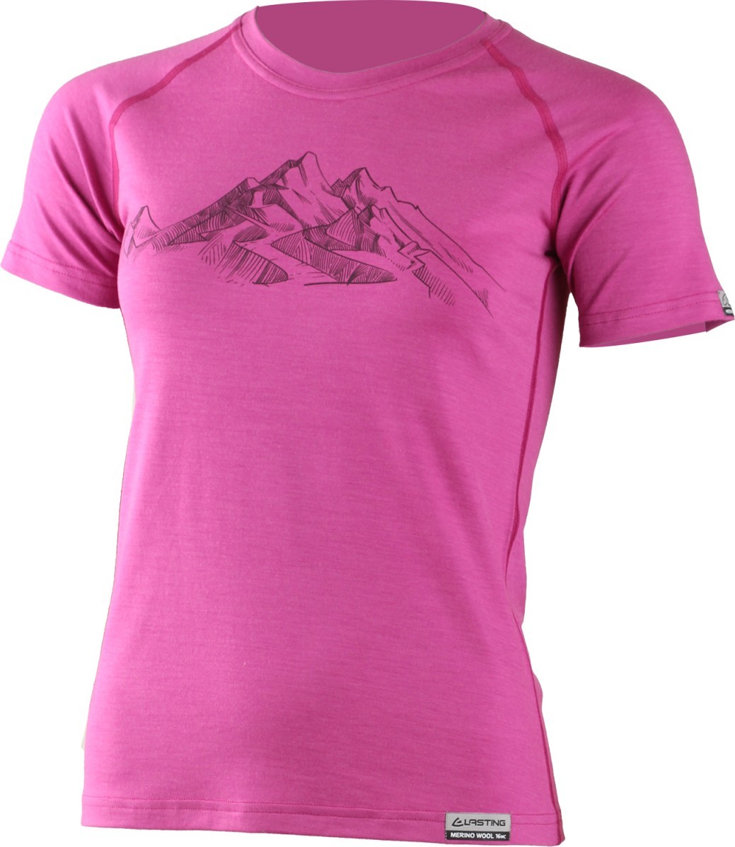 Dámské merino triko LASTING Hila růžová Velikost: M