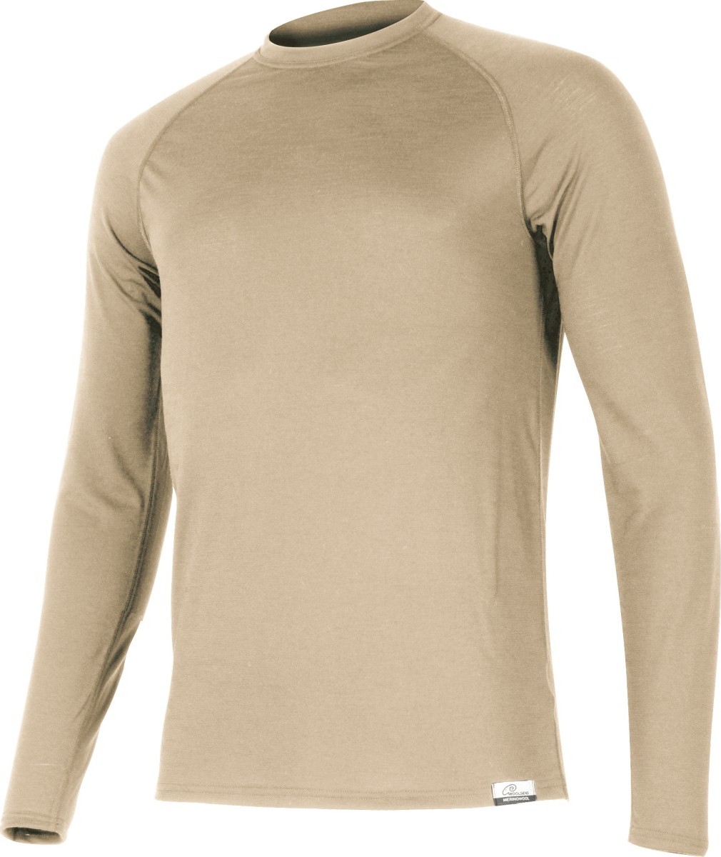 Pánské merino triko LASTING Atar béžové Velikost: XL