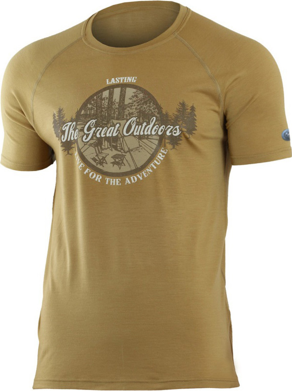 Pánské merino triko LASTING Lucas hnědé Velikost: XL