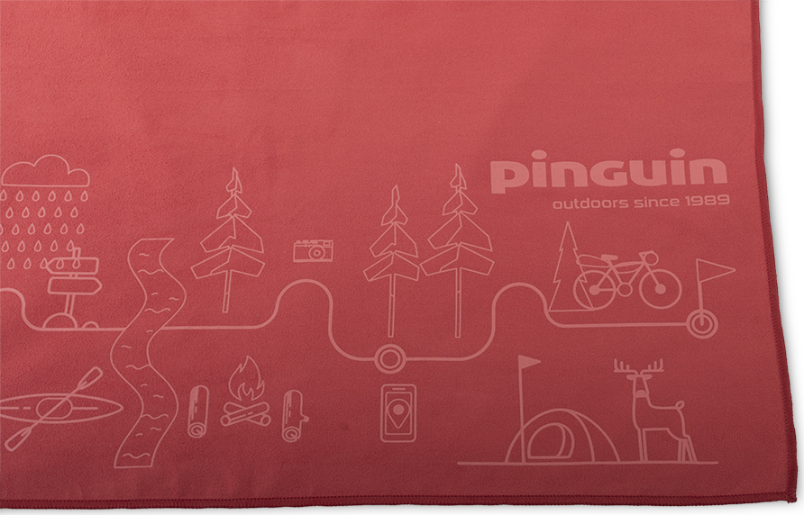 Ručník PINGUIN Micro Towel XL Map červený