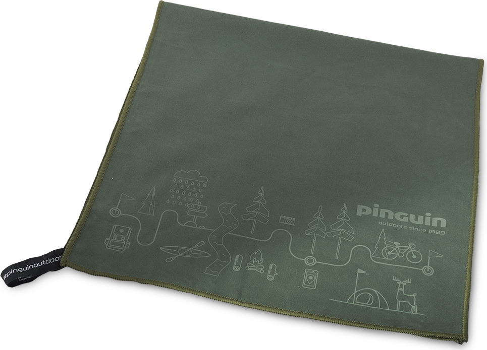 Ručník PINGUIN Micro Towel L Map šedozelený