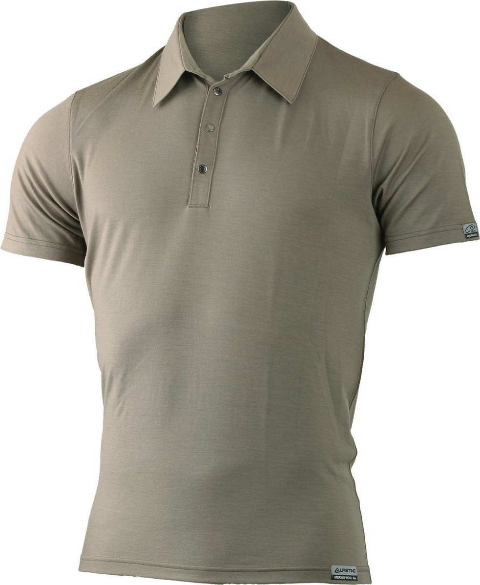 Pánská merino polo košile LASTING Eliot hnědá Velikost: L