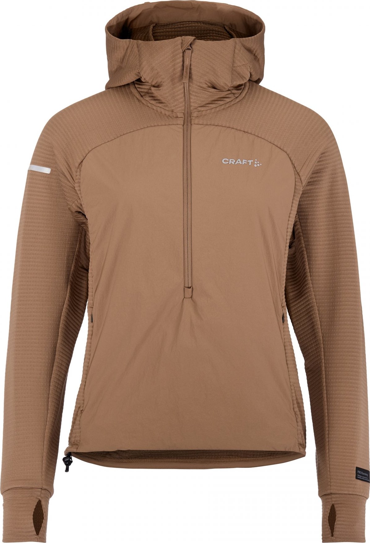 Dámská běžecká bunda CRAFT SubZ Light Hood - hnědá Velikost: M