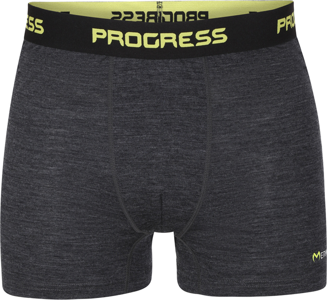 Pánské merino boxerky PROGRESS černý melír Velikost: L
