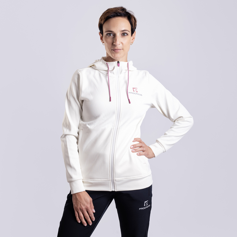 Dámská sportovní mikina PROGRESS Fuera s kapucí bílá Velikost: S