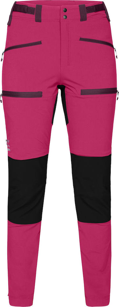 Dámské softshellové kalhoty Haglöfs Rugged Slim - růžová/černá Velikost: 42
