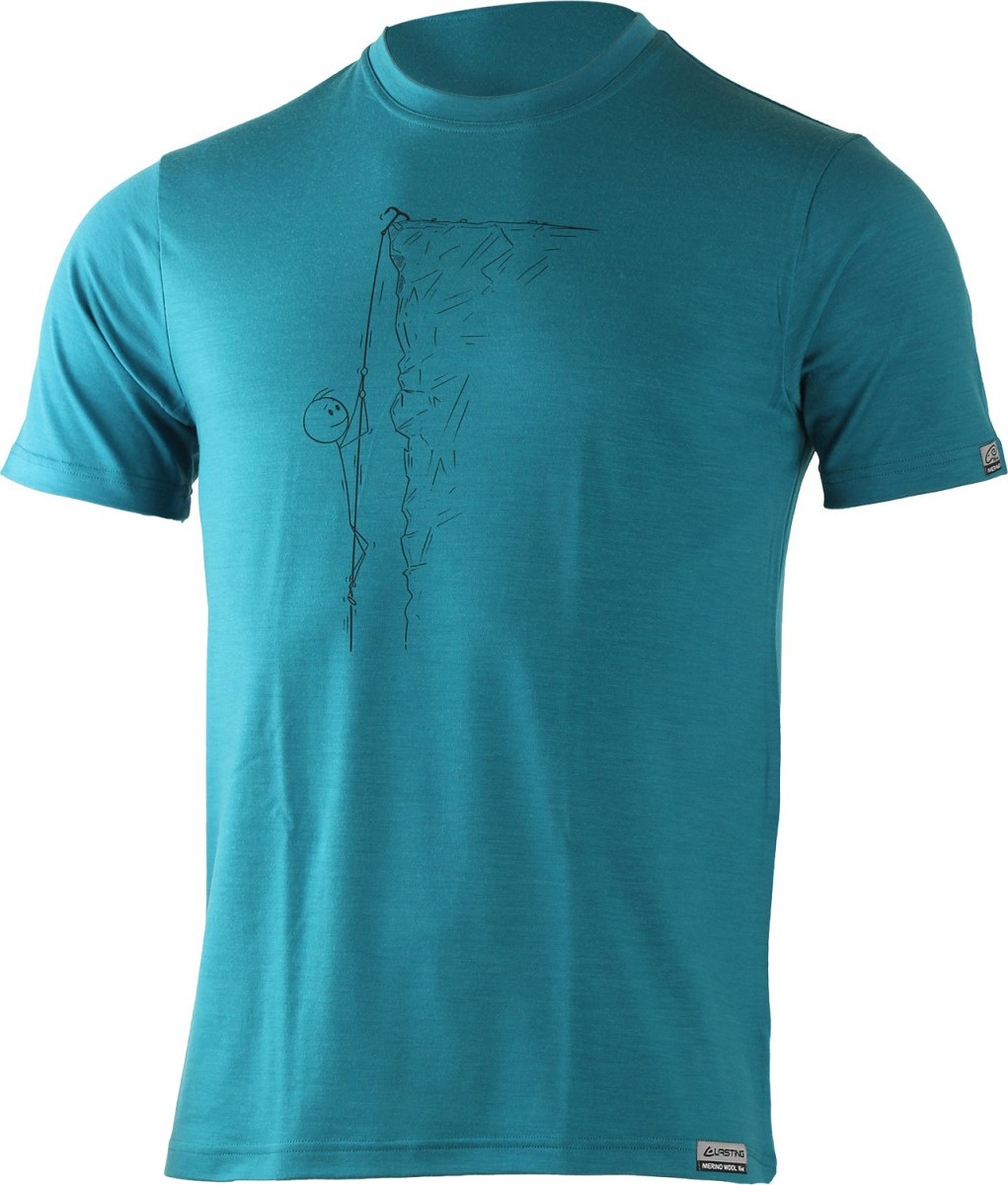Pánské merino triko LASTING Horal modré Velikost: XL