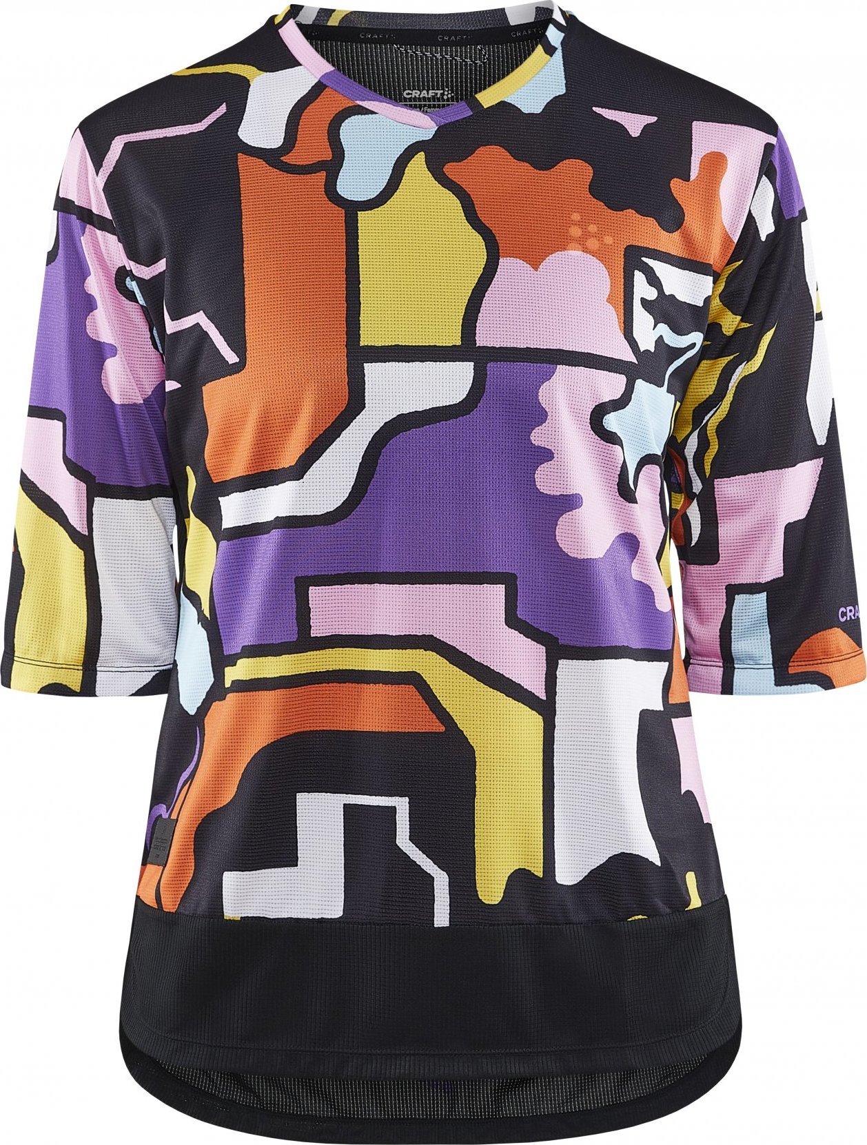 Dámský cyklodres CRAFT Core Offroad Ss Tee žlutá s fialovou Velikost: L