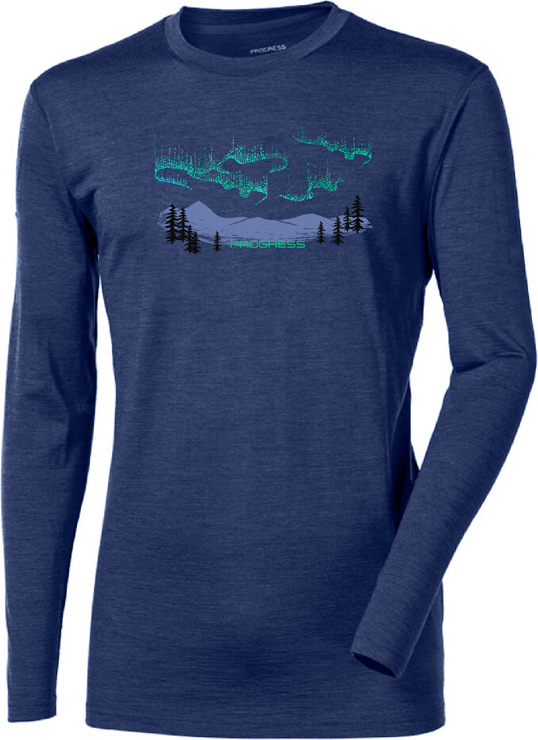 Pánské merino triko PROGRESS s dlouhým rukávem - tm.modrá Velikost: XL