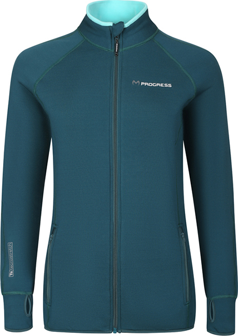 Dívčí funkční mikina PROGRESS Tispa Junior Merino zelená Velikost: 140/1