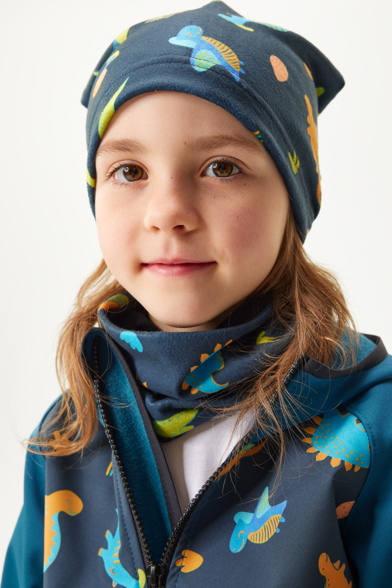 Dětská čepice fleecová UNUO Basic, Dinosauři Velikost: L