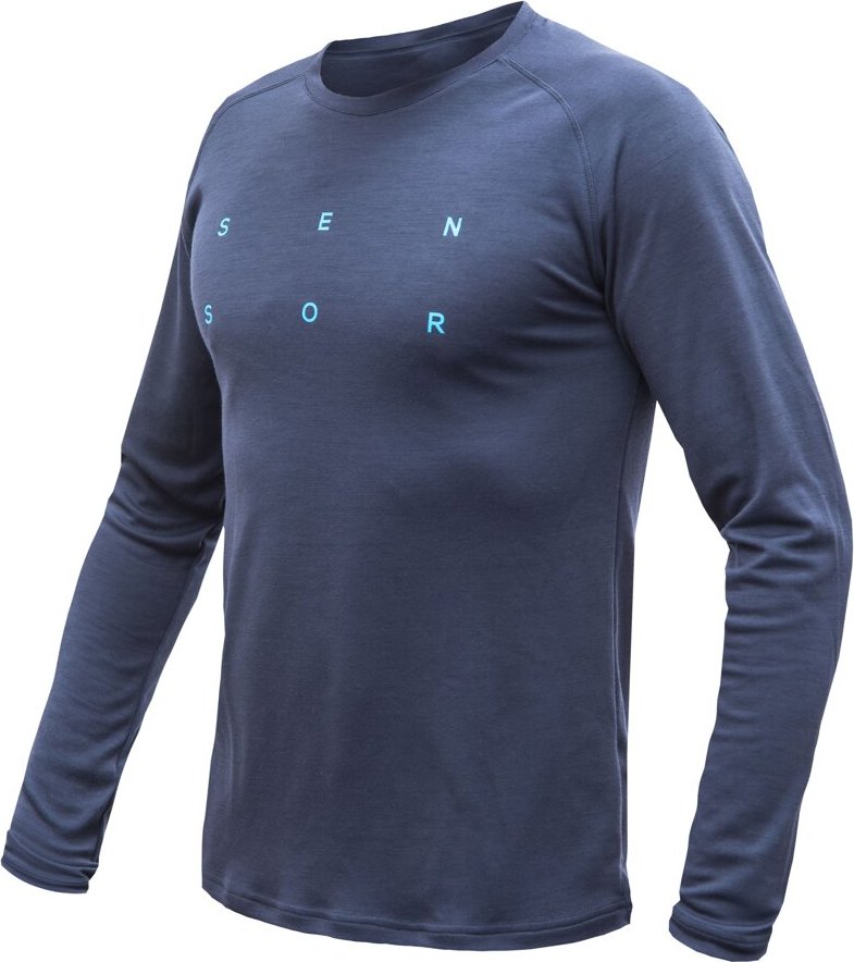 Pánské merino triko SENSOR Blend Typo deep blue Barva: Modrá, Velikost: S