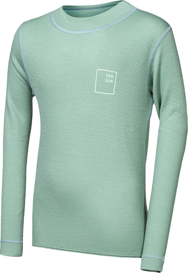 Juniorské merino triko SENSOR Df Logo Up basil green Barva: Zelená, Velikost: 150