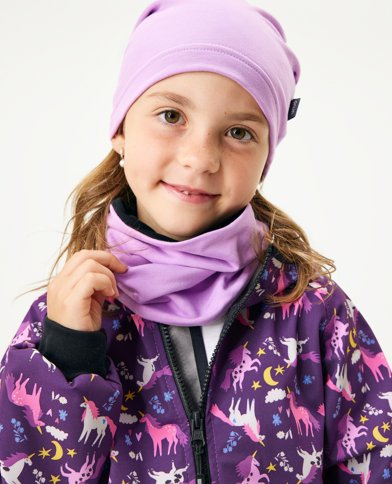 Dětský nákrčník UNUO z teplákoviny Basic, Lila Velikost: DĚTSKÁ