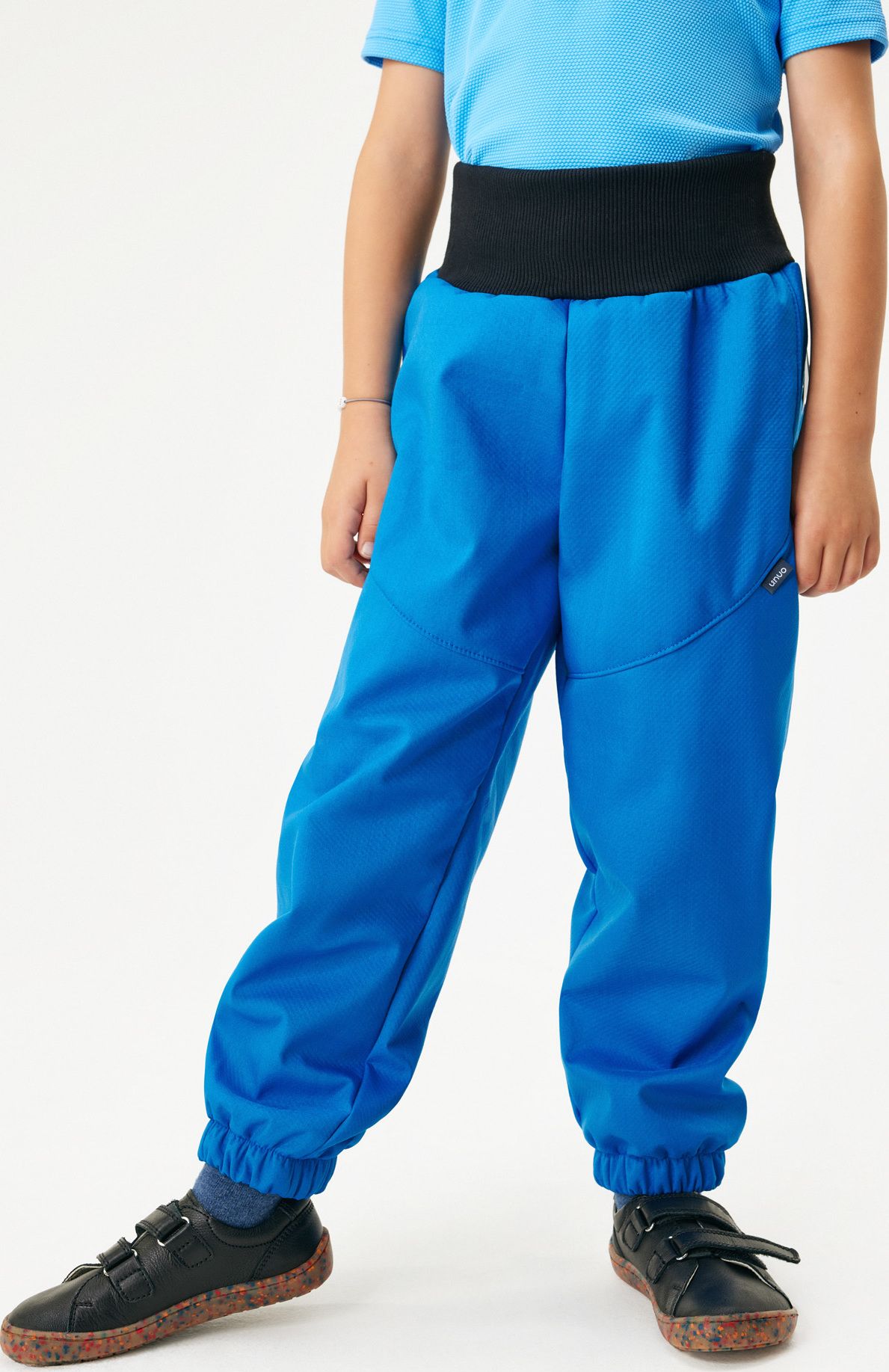 Dětské softshellové kalhoty UNUO s beránkem Light, Modrá Velikost: 98/104