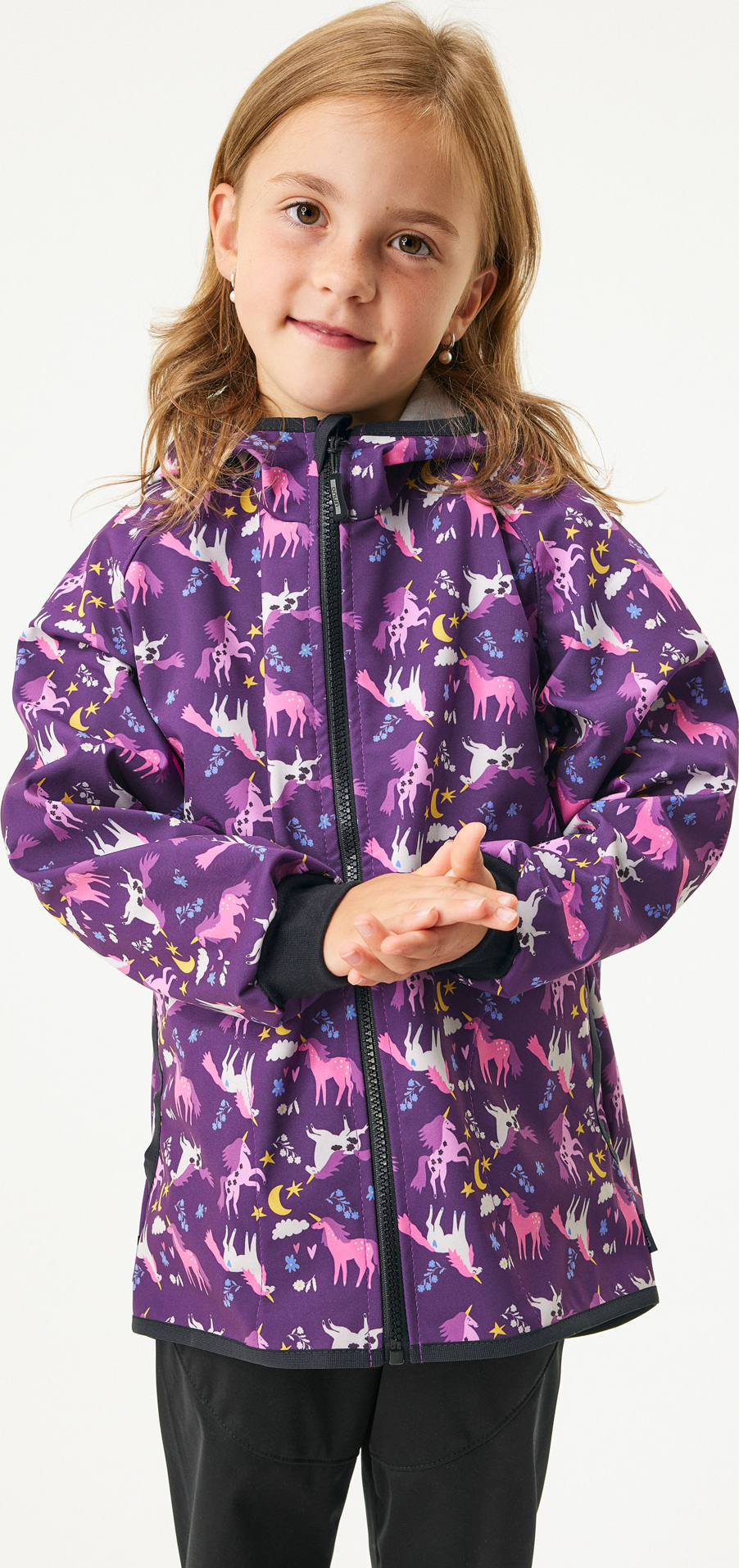 Dětská softshellová bunda UNUO s fleecem Basic, Jednorožci Velikost: 86/92