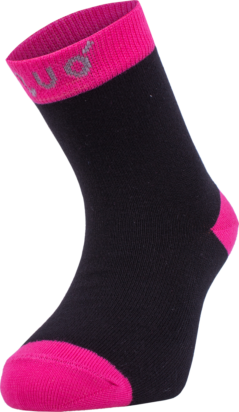 Bambusové ponožky UNUO černé s fuchsiovou (Bamboo socks) Velikost ponožky, punčocháče, legíny EU: 24/27