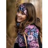 Dětská fleecová čelenka UNUO Elise fialová, Kouzelné květiny (Velikost M (49 - 52 cm))